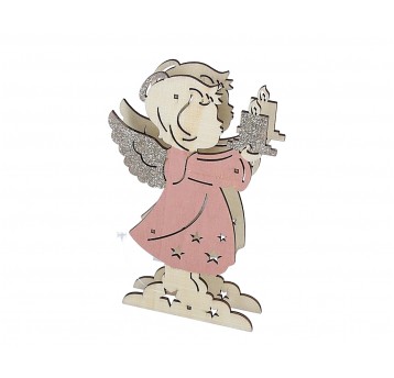 Aniolek podwójny ze świeczką i ledami 18cm /12cm