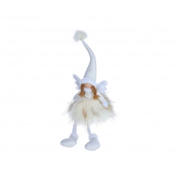 Aniołek siedzący w złoto-białym futerku 62cm/18cm
