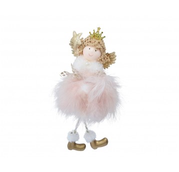 Aniołek z różowego futerka 10cm/6cm