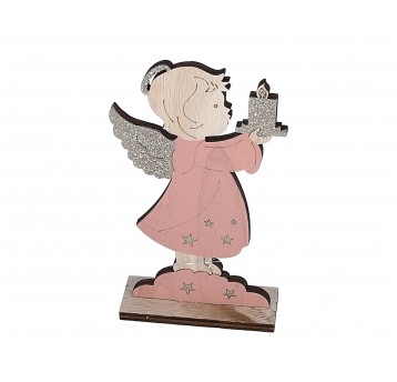 Aniolek ze świeczką rózowy 19cm /12cm