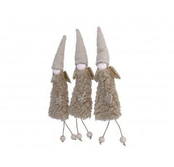 Aniołki zawieszki beżowo-złote 25cm