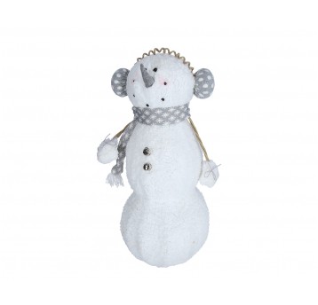 Balwan bialy w szarym szaliku h 65cm śr 35cm