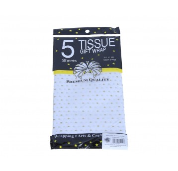 Bibułka biała w kropki 65cm/60 op=5szt