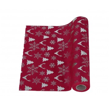 Bieżnik czerwony z motywem świątecznym 28cm/280cm
