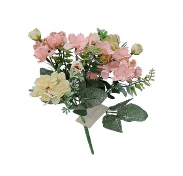 Bukiecik kwiatów kremowo-różowy 30cm