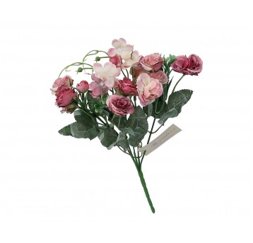 Bukiecik kwiatów róźowo-bordowych 30cm