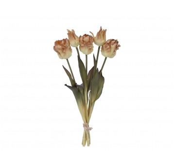 Bukiecik tulipana beżowego sylikon 5 kwiatów 46cm