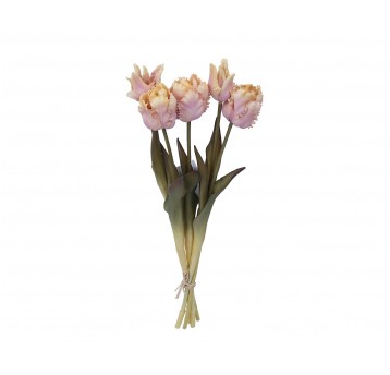 Bukiecik tulipana róźowego sylikon 5 kwiatów 46cm