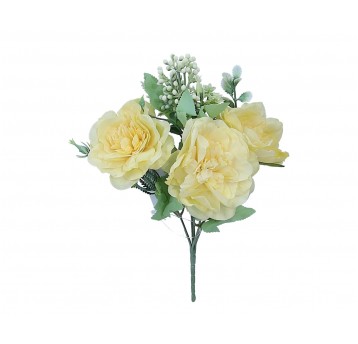 Bukiecik źółtej róży kameliowej 28cm