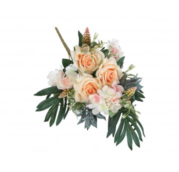 Bukiet oadobny z łososiowych kwiatów 54cm