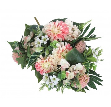 Bukiet ozdobny z biało-róźowych kwiatów 54cm