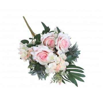 Bukiet ozdobny z róźowych kwiatów 54cm