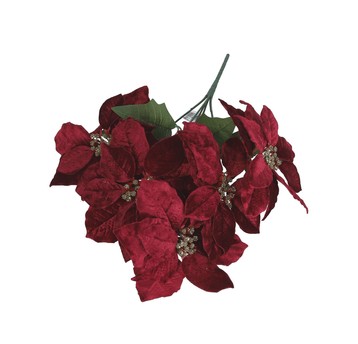Bukiet poinsecji bordo z weluru 52cm