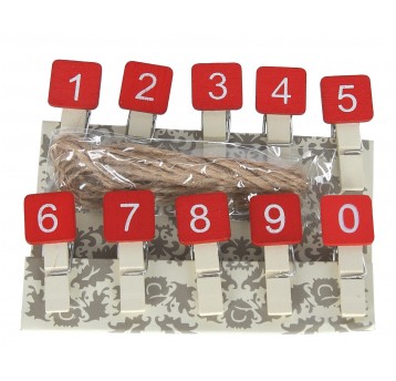 Cyferka czer. na klamerce 3,5cm/1,5cm op=10szt