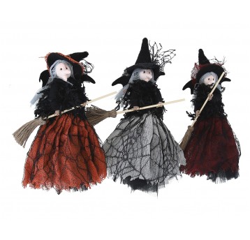Czarownica z miotłą mix kol. 30cm