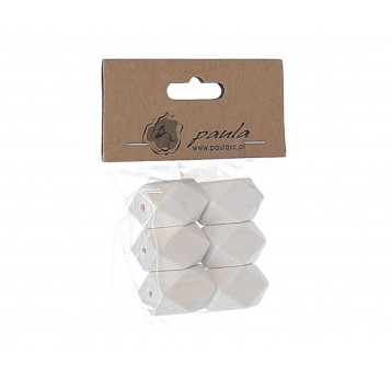 Dekor. korale drewniane kremowe 3cm/2cm op=6szt