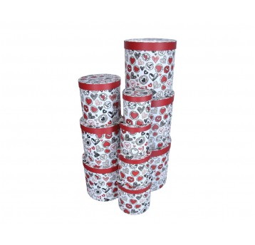 Dekor. pudełka tekturowe s/10 śr 32cm/32cm