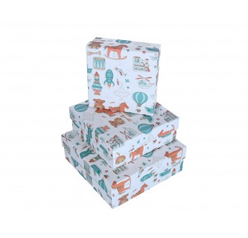 Dekor. pudełka tekturowe s/3 10cm/28cm/28cm