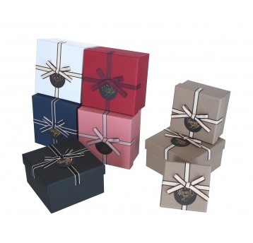 Dekor. pudełka tekturowe s/3 mix kol. 8cm/13cm/13c