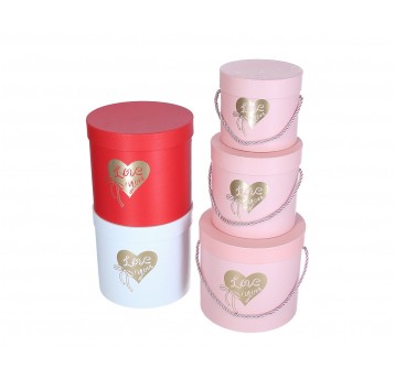 Dekor. pudełka tekturowe s/3 mix kol śr 19cm/17cm