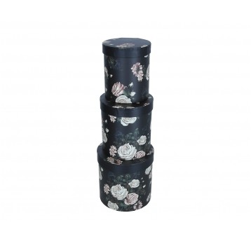 Dekor. pudełka tekturowe s/3 śr 17cm/17cm