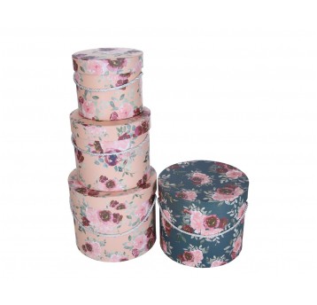 Dekor. pudełka tekturowe s/3 śr 23cm/19cm mix kol