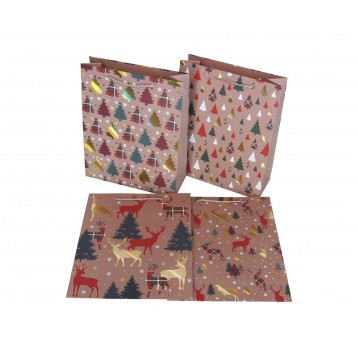 Dekor. torebki papierowe mix kol 32cm/26cm/10cm