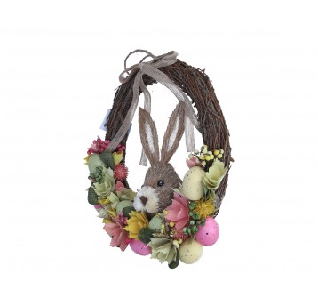 Dekoracja wielkanocna z zającem 34cm/30cm