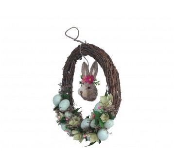 Dekoracja wielkanocna z zającem 34cm/30cm