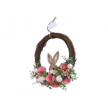 Dekoracja wielkanocna z zajączkiem śr 30cm