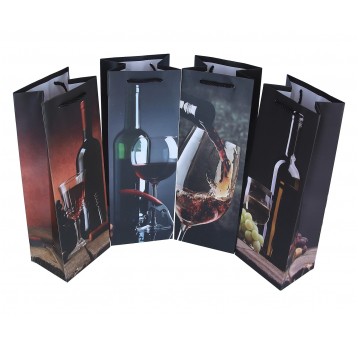 Dekoracyjna torebka papierowa na wino 35cm/12cm