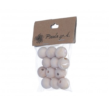 Dekoracyjne drewniane korale - 12 szt. śr.2cm