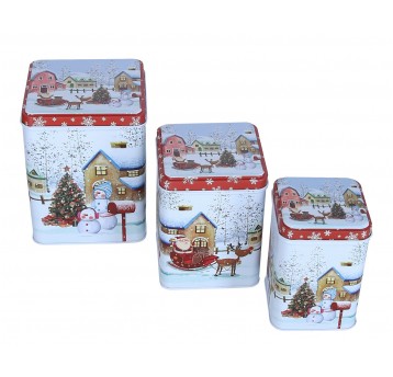 Dekoracyjne pudełka z metalu s/3 13cm/10cm/10cm