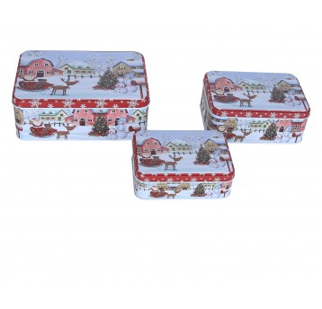 Dekoracyjne pudełka z metalu s/3 19cm/14cm/7cm