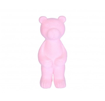 Dekoracyjny flokowany niedżwiedź różowy 53cm
