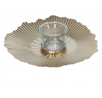 Dekoracyjny świecznik złoty śr 20cm