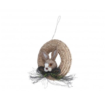 Dekoracyjny wianek z zającem śr 25cm