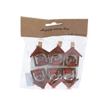 Domek z mikolajem na spinaczu op=6szt 5cm/3cm