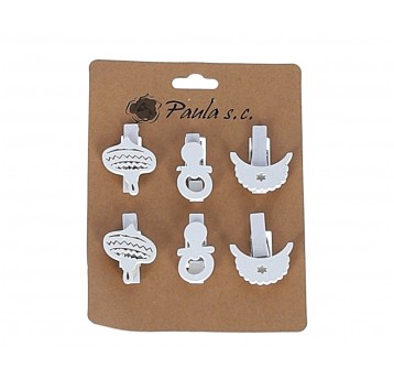 Drewienka na klipsie mix op=6szt l 3,5cm