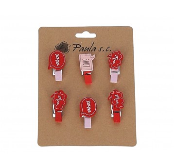 Drewienka na klipsie mix op= 6szt l 3,5cm d 1,5cm