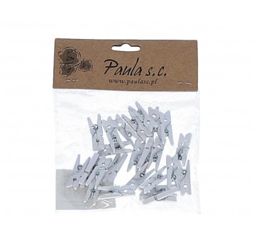 Drewniane spinacze biale 25mm