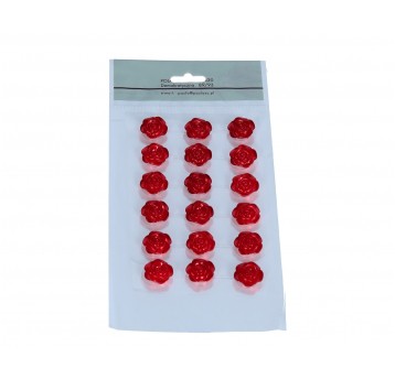 Dzety różyczki 8rz x4szt.czerwone 18mm