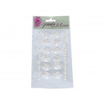 Dżety różyczki białe 6rz x 2szt. 18mm