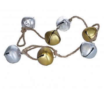 Dzwonki ozdobne z metalu na sznurze 7szt