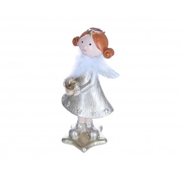 Figurka aniołka z sercem zlotym 13cm