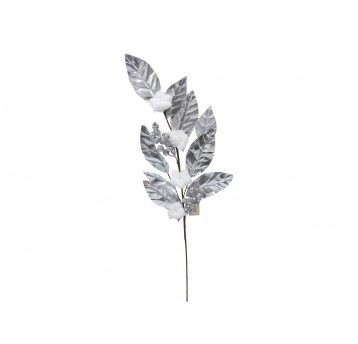 Gałązka bawełny ze srebrem l 80cm