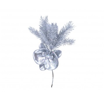 Gałązka srebrna ze storczykiem do kompozycji 26cm