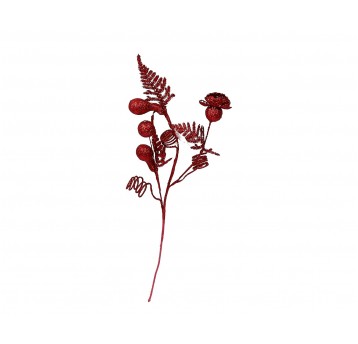 Gałązka z brokatem czerwona l 65cm d 12cm