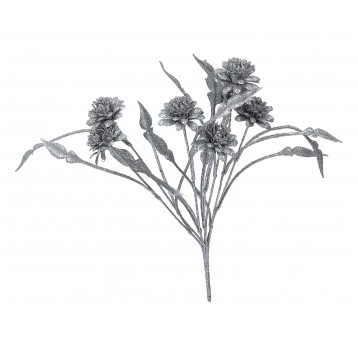 Gałązka z brokatem srebrna l 40cm d 25cm