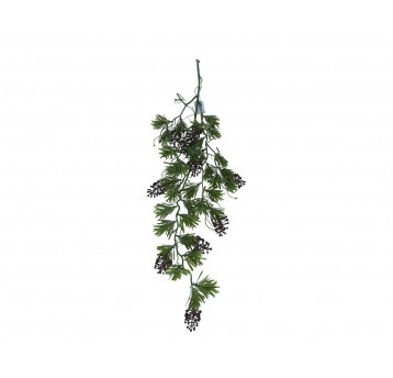 Gałązka zielona z bordowymi kulkami 88cm